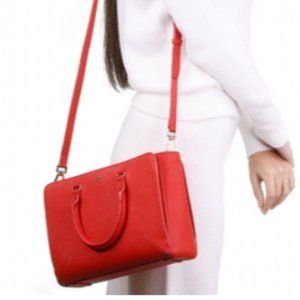 NWT Tory Burch  Emerson Small Red Tote Leather Satchel